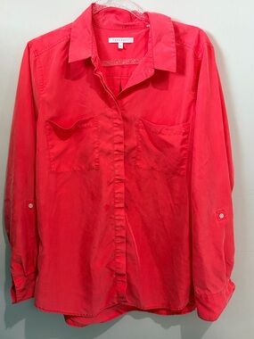 Foxcroft Coral Pink Tencel Button Up Utility Shirt Size 16 XL